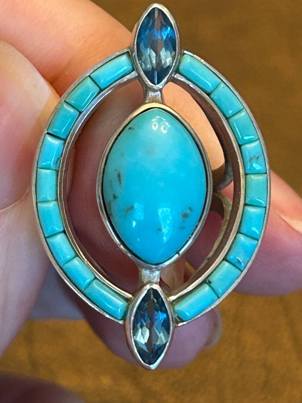 DTR Jay King Sterling Silver and Turquoise Marquise Shaped Ring